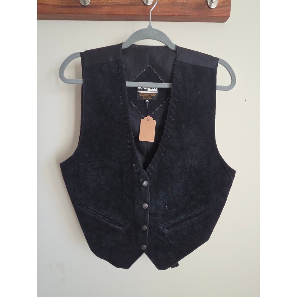 Vintage Mona Mode Genuine Suede Vest – Black – Size M